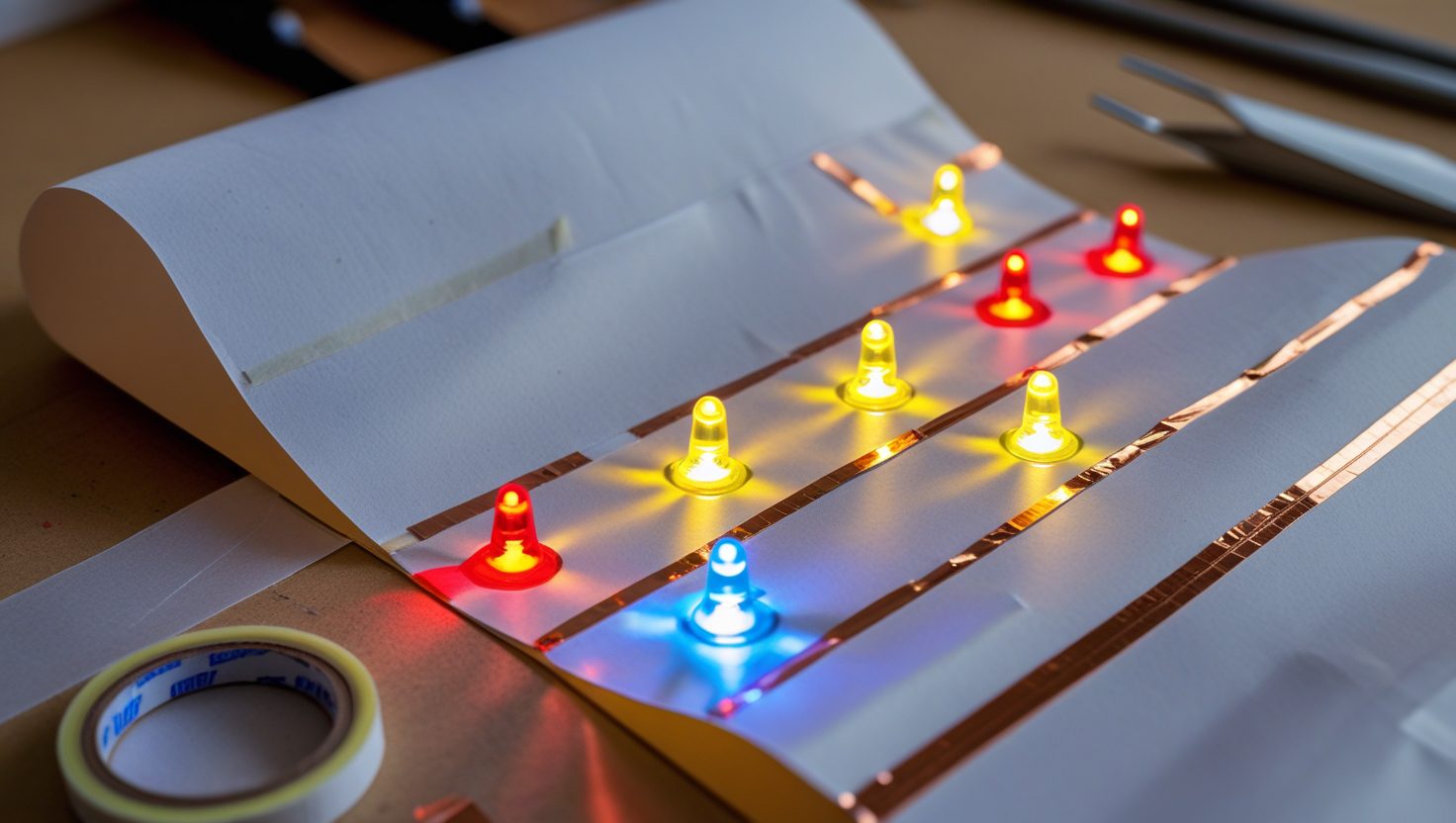 Paper circuit with multiple LEDs